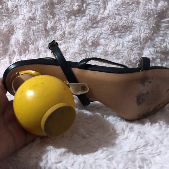 Designer inspired black heels with asymmetrical wood heel women’s size 8 - Picture 6 of 13